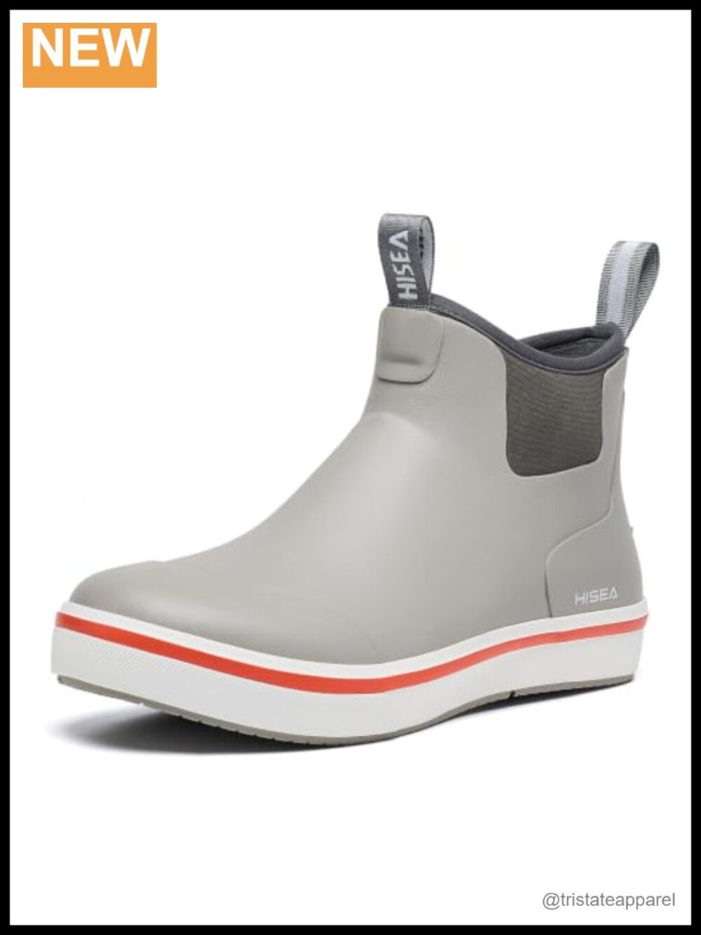 HISEA Men's Ankle Deck Rain Boots Waterproof Rubber Neoprene Fishing Shoes